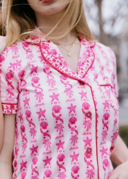 Blush Bay Pink Palm Pajama Set – Sleep in Style 510x713