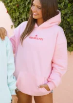 Classic Puff Hoodie in Pink Front Closeup 510x714 (2)