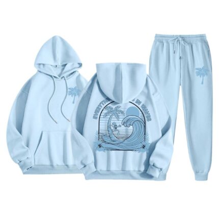 Everything Comes In Waves Light Blue Tracksuit